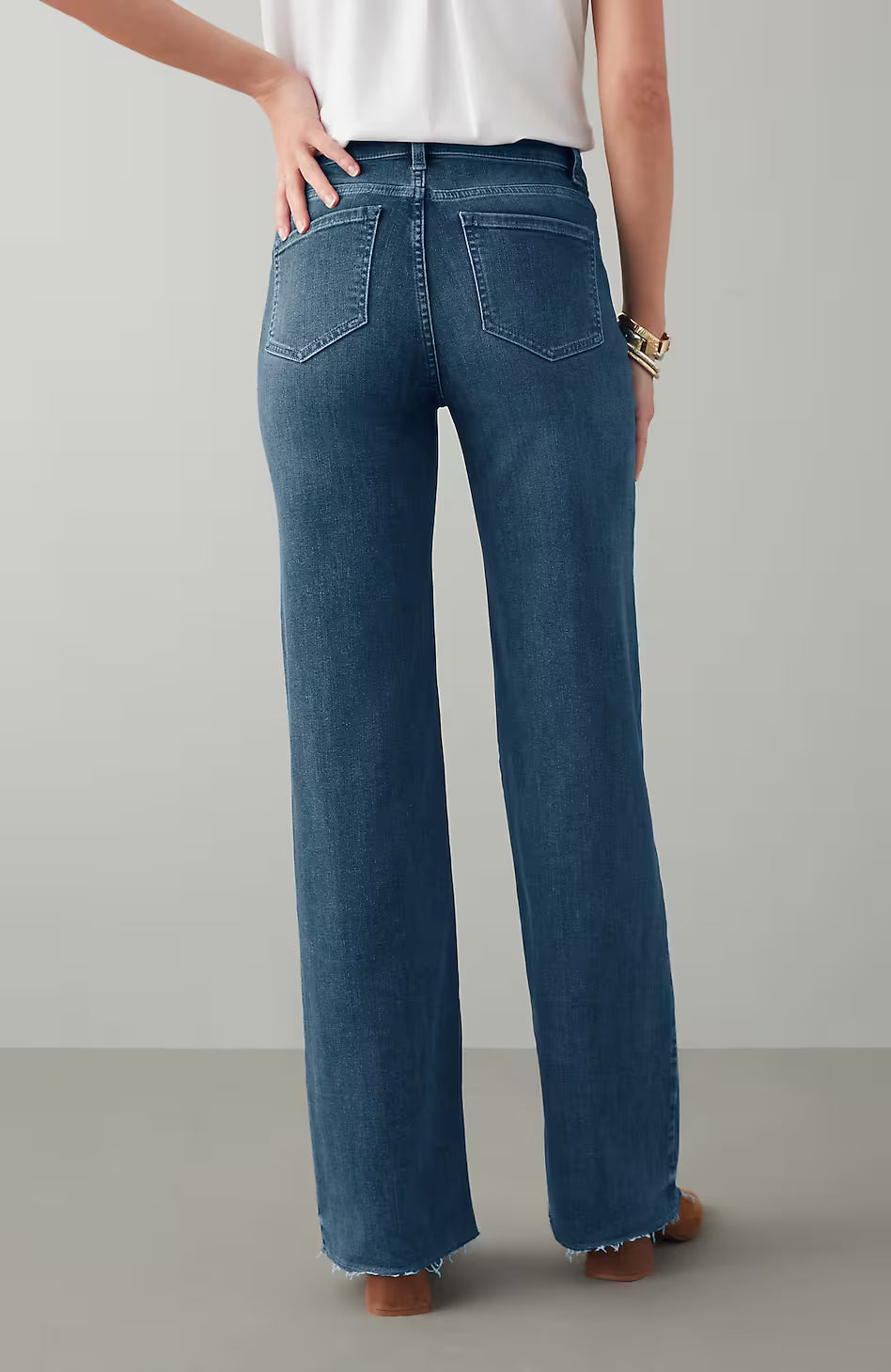 Fringe-Hem Wide-Leg Jeans