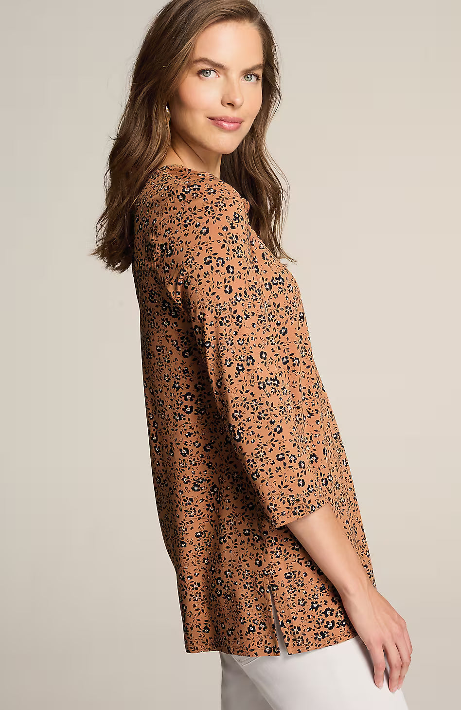 Wearever 3/4-Sleeve Split-Neck Tunic