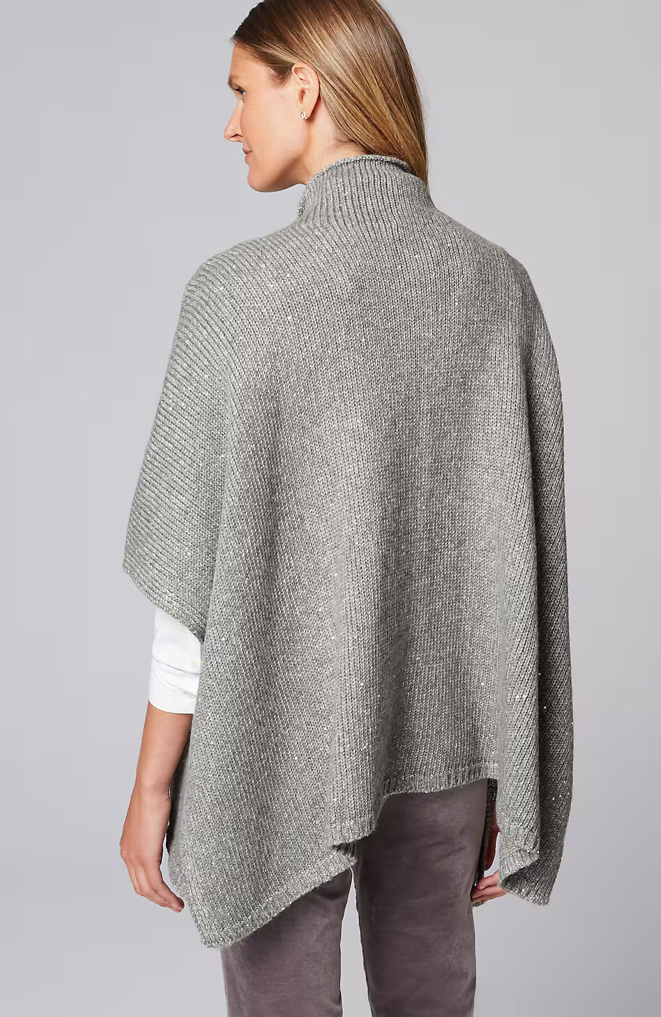 Sequin Sweater-Knit Poncho