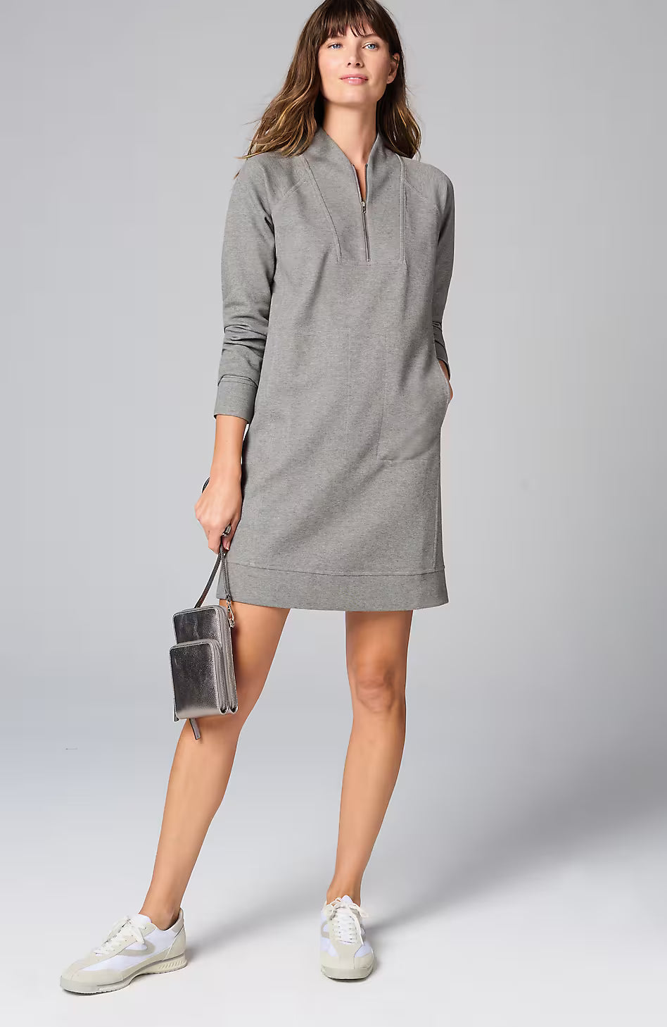 Fit Double-Knit Zipped-Collar Dress