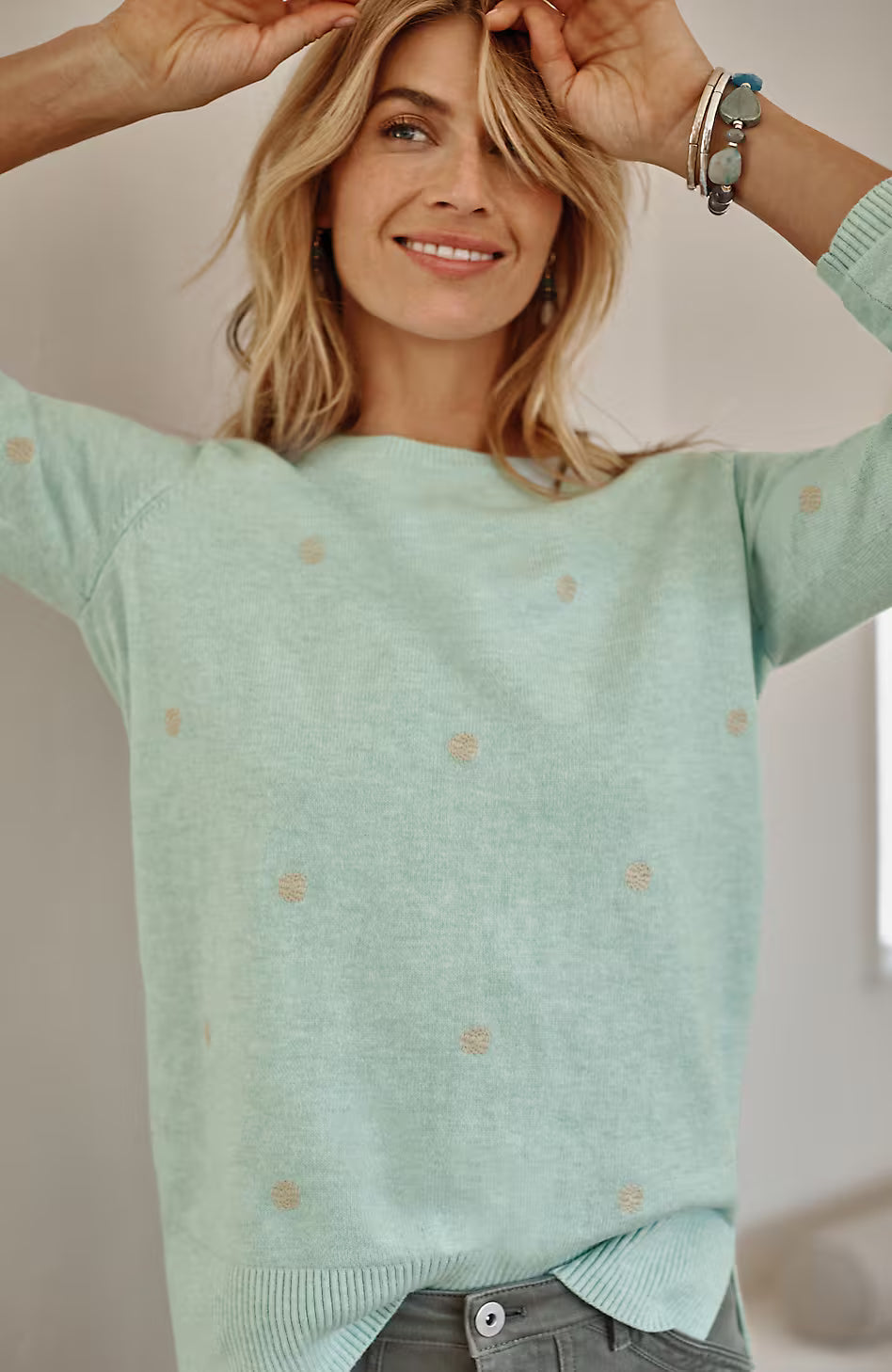 Dot-Embroidered Sweater