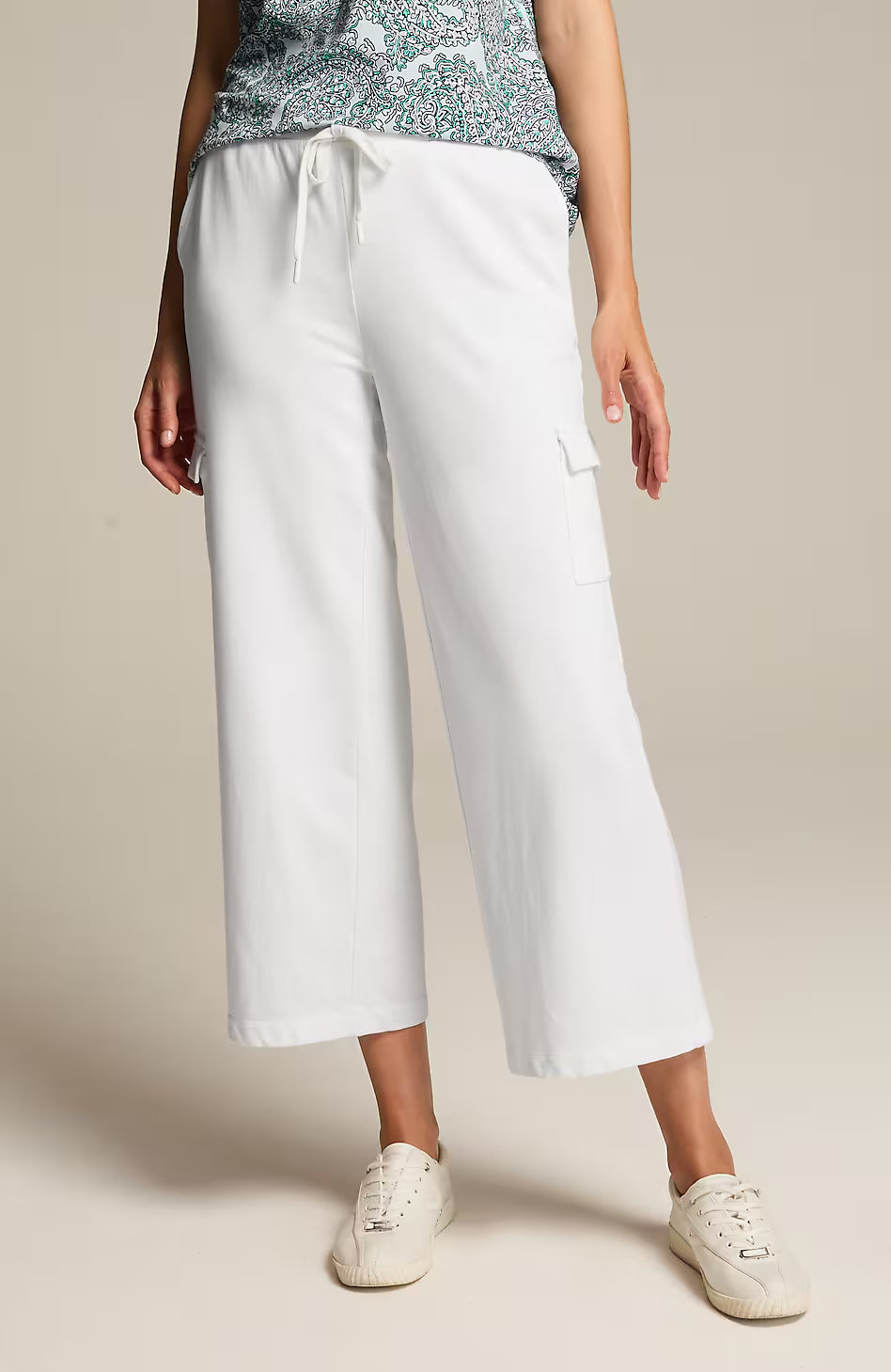 Fit French Terry Cargo Cropped Pants