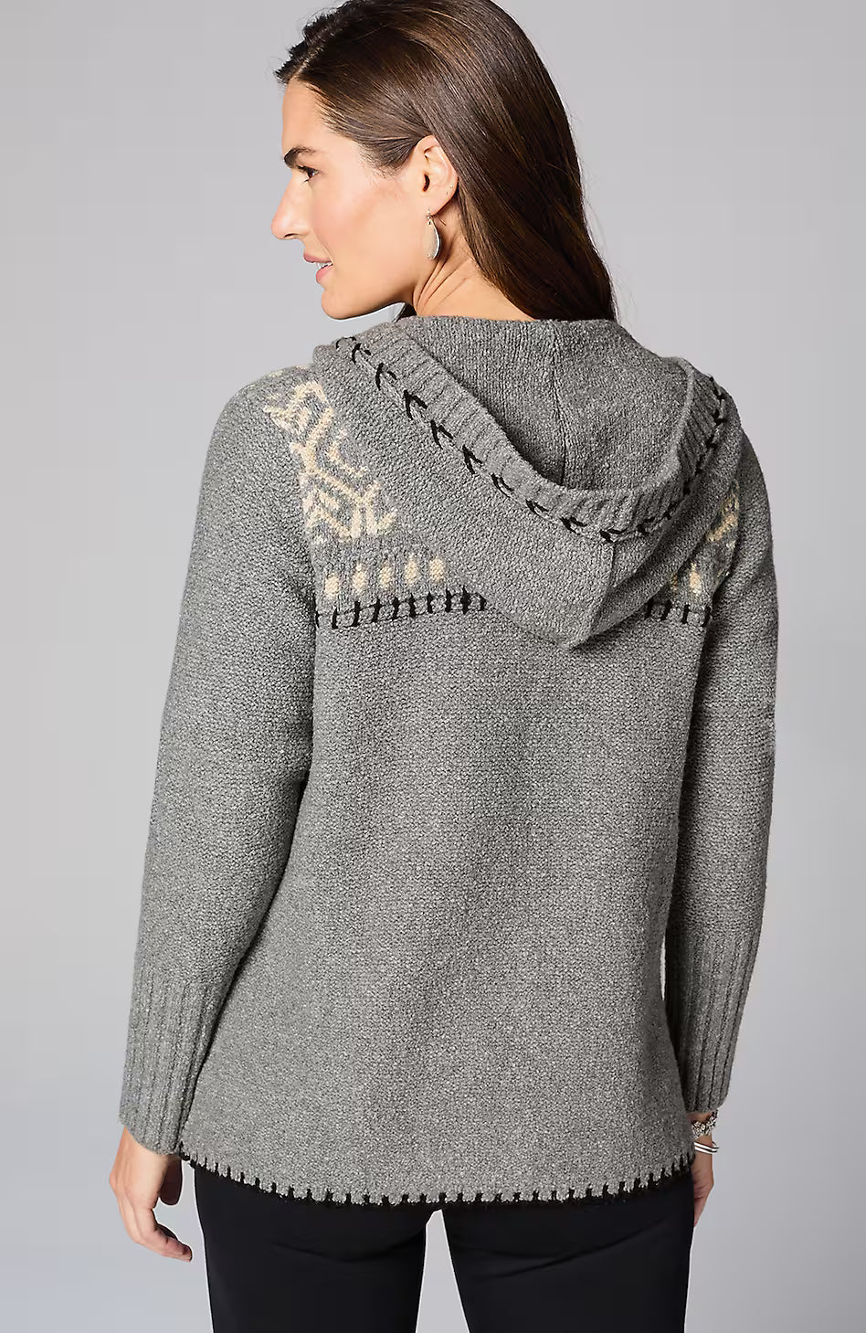Hand-Embroidered Hooded Cardi