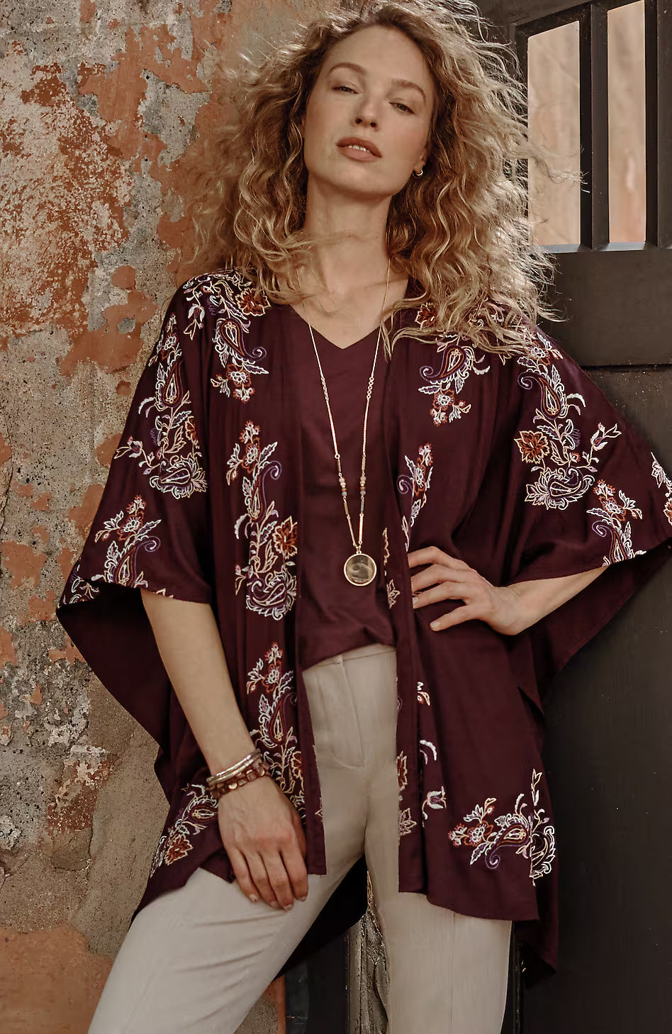 Embroidered Paisley Ruana