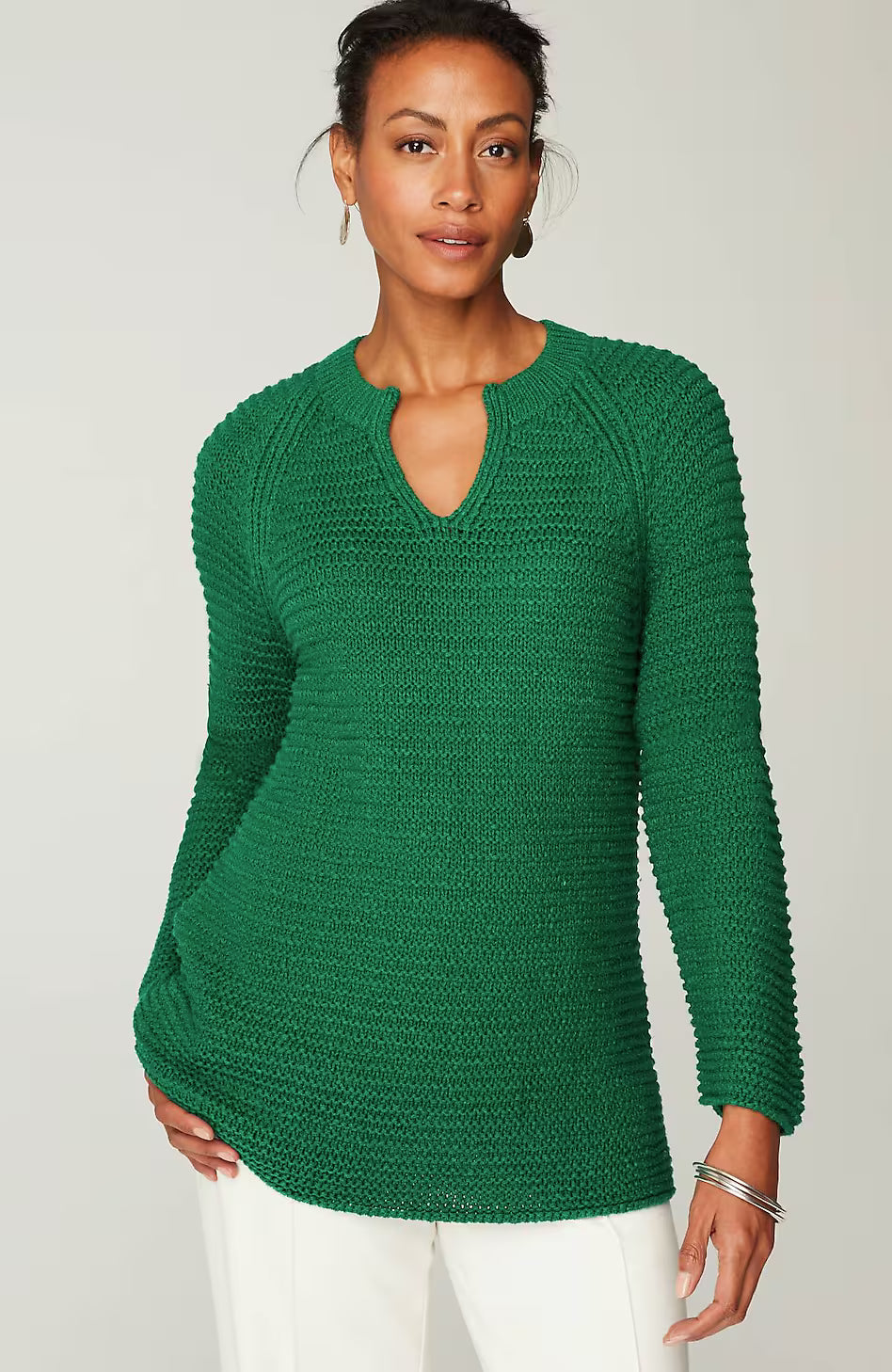 Wearever Textured Split-Neck Sweater