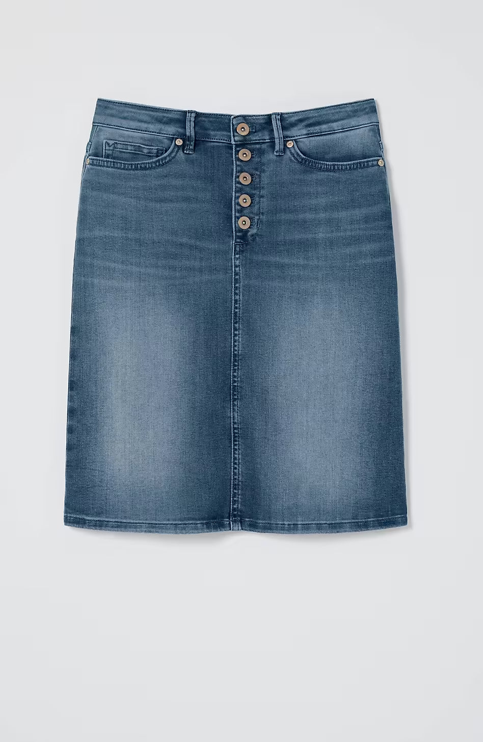 Button-Fly Denim Skirt