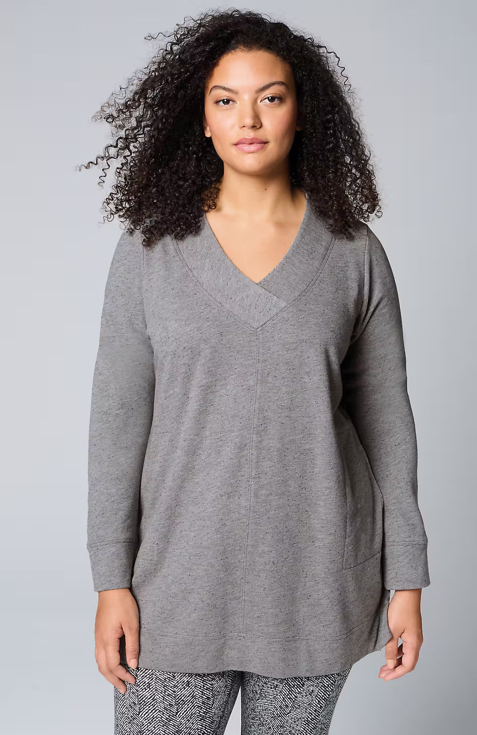 Fit Tweeded French Terry Side-Slit Tunic