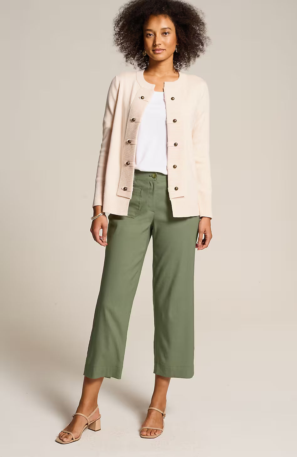 Linen-Stretch Patch-Pocket Crops