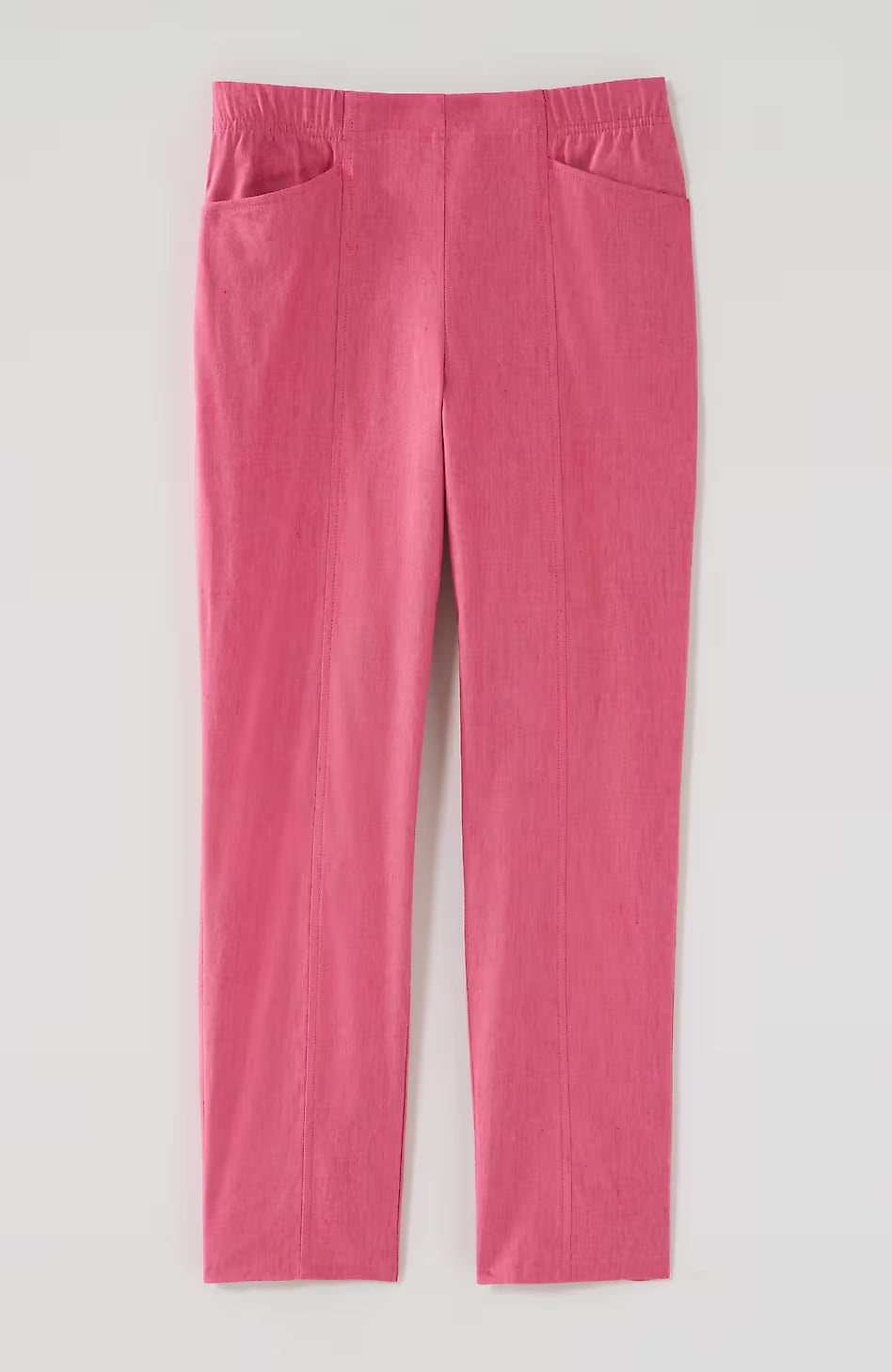 Linen-Stretch Angled-Pocket Slim-Leg Pants