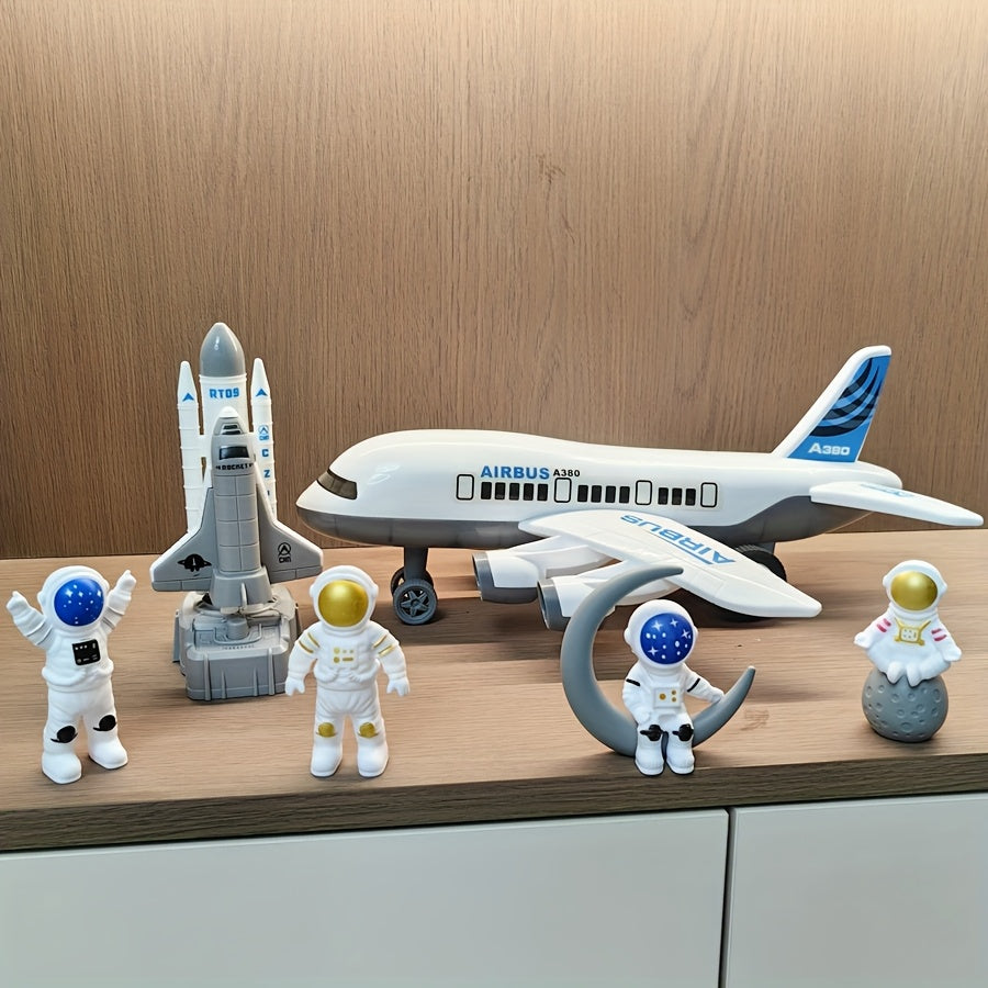 Grand Avion Passager Blanc Lanceur de Fusée Spatial Modèle d'Astronaute Navette Spatiale Figurine Jouet pour Garçons Collection de Modèles Cadeau d'Anniversaire Halloween Noël