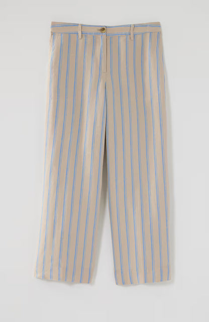 Linen Creased-Front Wide-Leg Pants