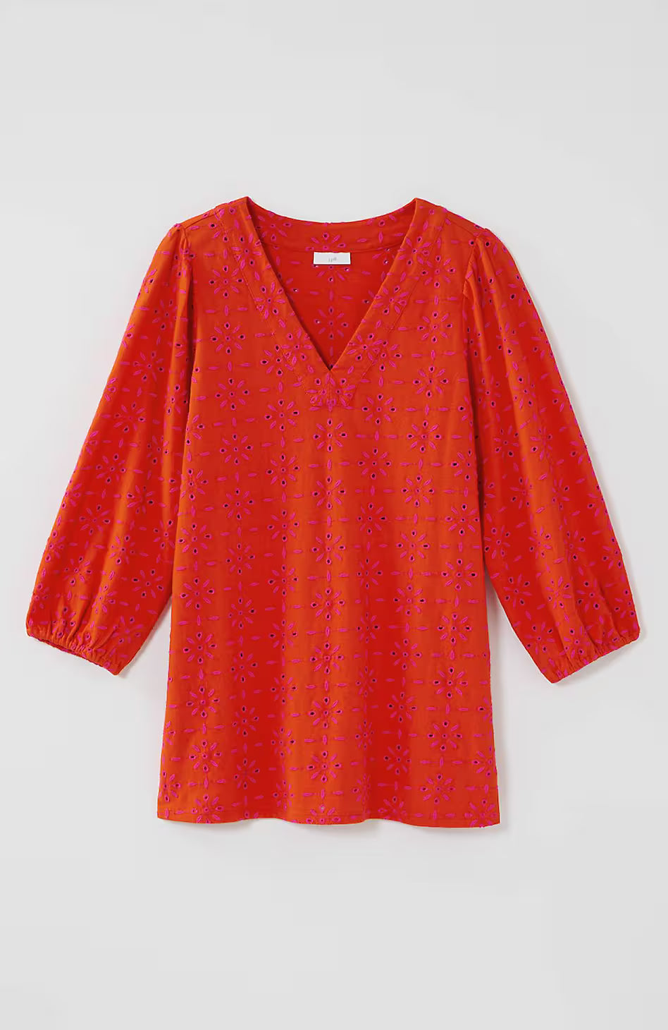 Contrasting-Eyelet Tunic
