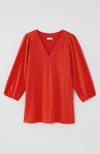 Contrasting-Eyelet Tunic