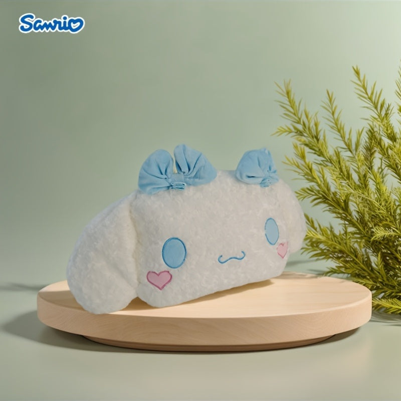 Pour l'oreiller en peluche for cinnamoroll - Coussin de chien de dessin animé mignon avec nœud bleu et yeux de cœur, tissu blanc doux, parfait pour la décoration de la chambre et du salon, cadeau idéal pour un couple ou les vacances, oreiller mignon