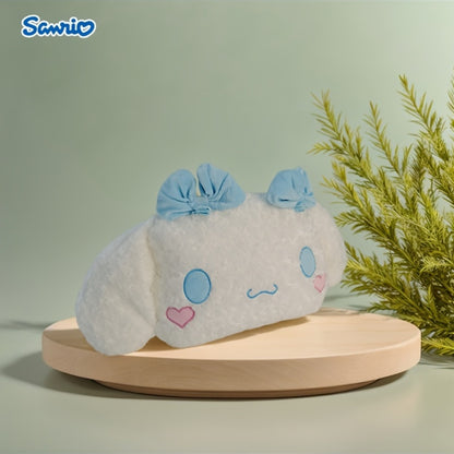 Pour l'oreiller en peluche for cinnamoroll - Coussin de chien de dessin animé mignon avec nœud bleu et yeux de cœur, tissu blanc doux, parfait pour la décoration de la chambre et du salon, cadeau idéal pour un couple ou les vacances, oreiller mignon