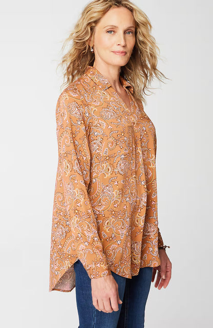 Paisley-Printed Satin Tunic