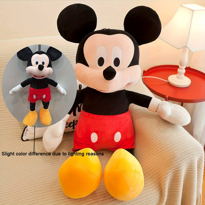 1pc Oreiller de Mickey et Minnie Mouse - Grand, doux peluche en polyester avec robes rouges et chaussures jaunes, idéal pour les mariages, les anniversaires, les cadeaux de Noël, les décorations de fête | Design ludique | Texture douce