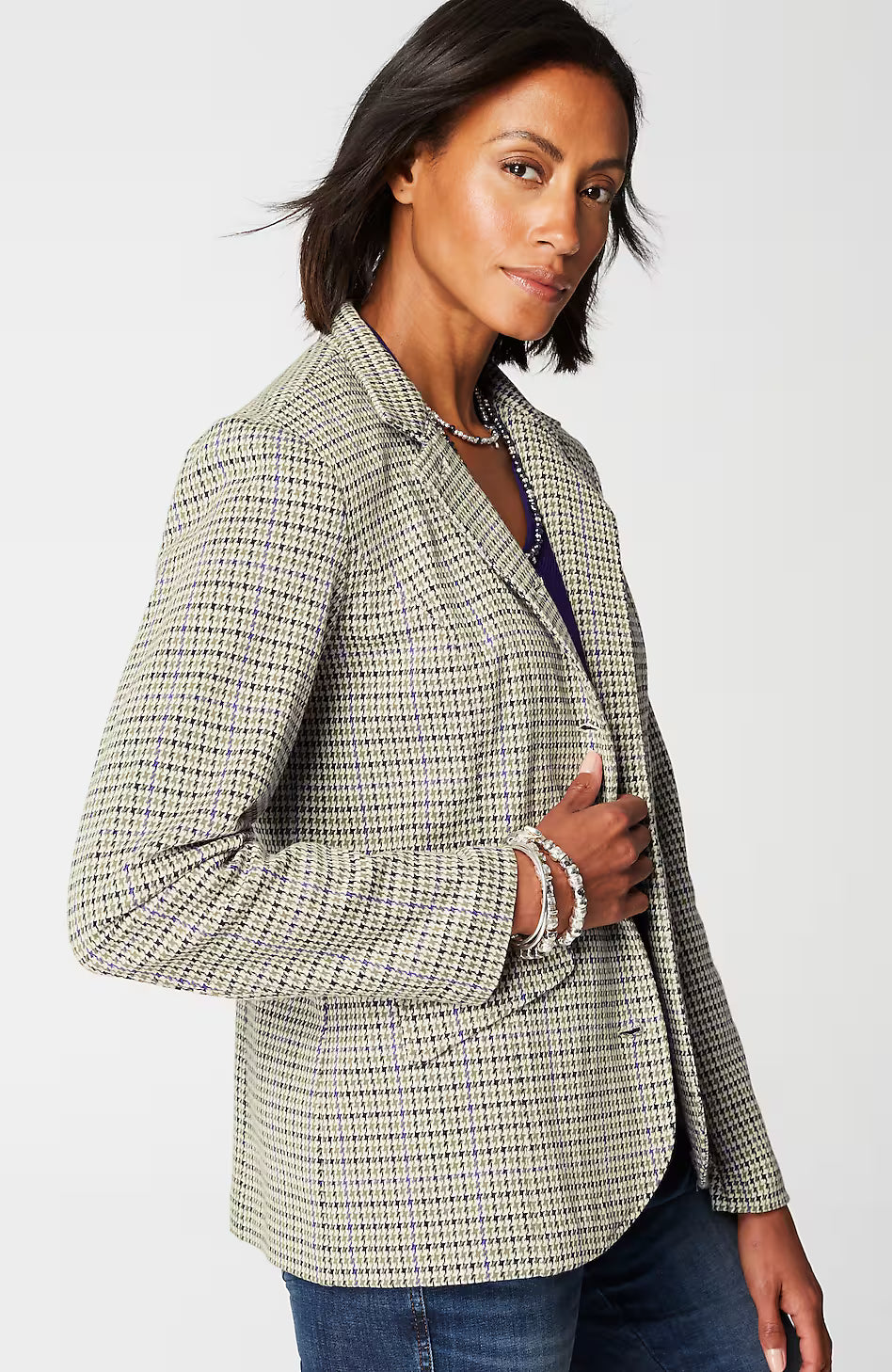 Convertible-Collar Knit Blazer