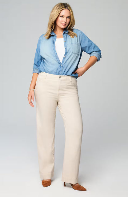 High-Rise Angled-Pocket Wide-Leg Jeans