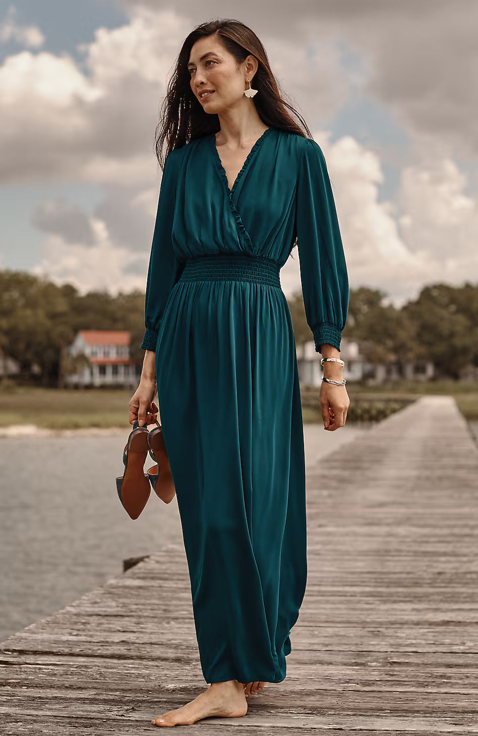 Smocked Sateen Dress