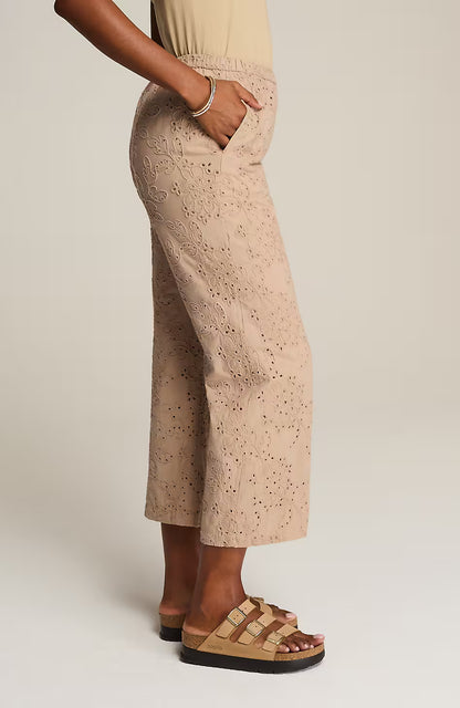 Pure Jill Eyelet Wide-Leg Crops