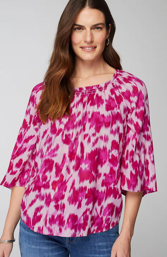 Smocked Scoop-Neck Top