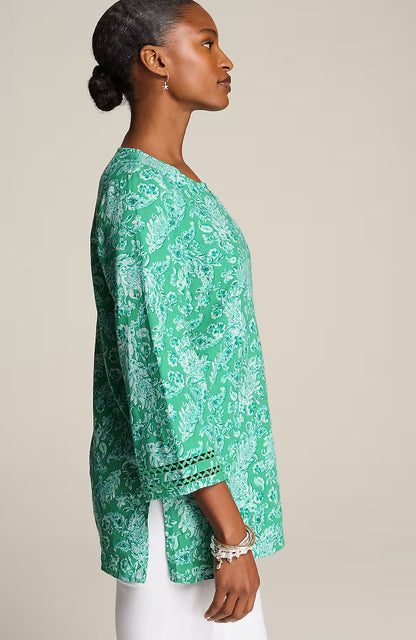 Linen-Blend Trimmed Tunic