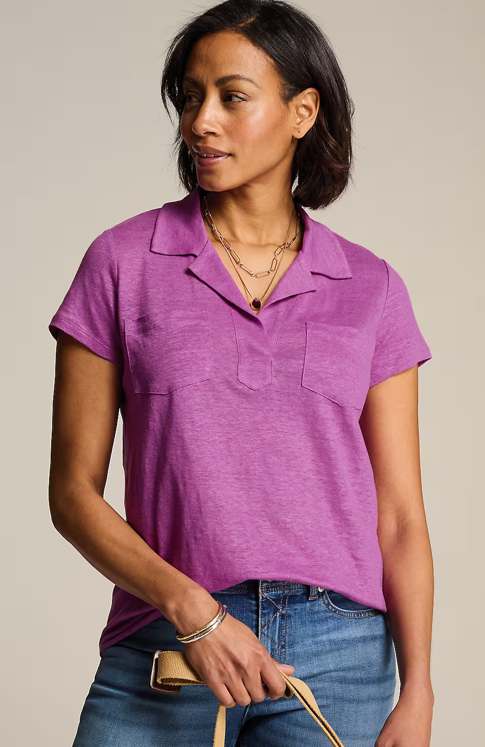 Linen Patch-Pocket Tee