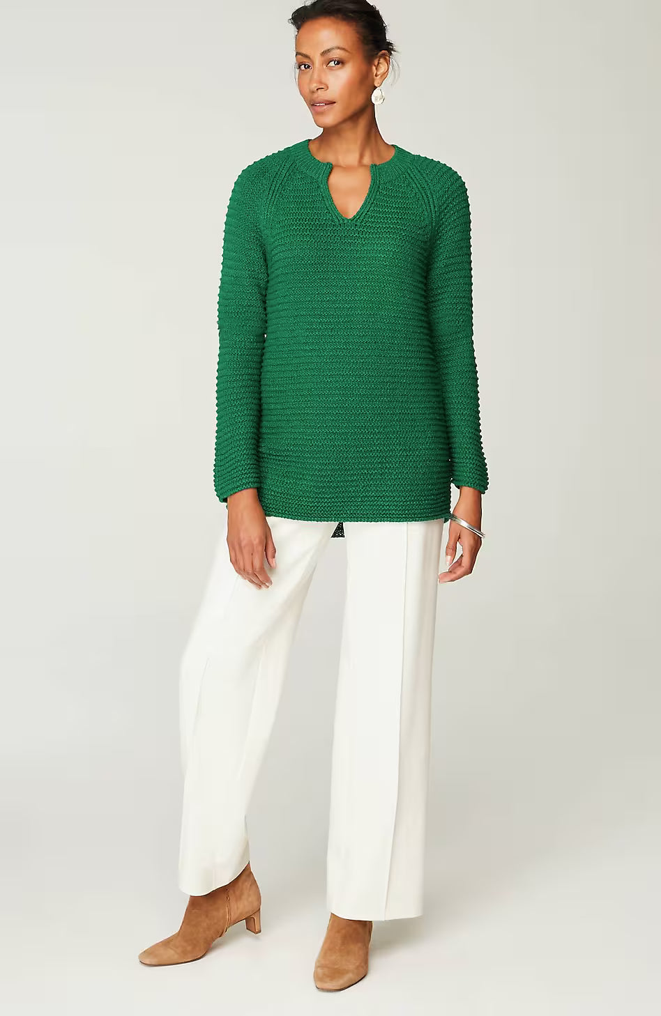 Wearever Textured Split-Neck Sweater