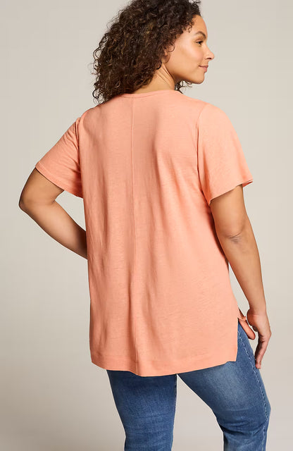 Linen-Blend Flutter-Sleeve Tunic