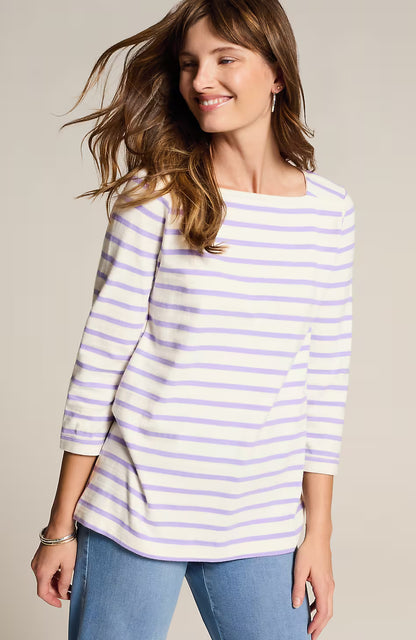 Striped Buttoned-Cuff Tee