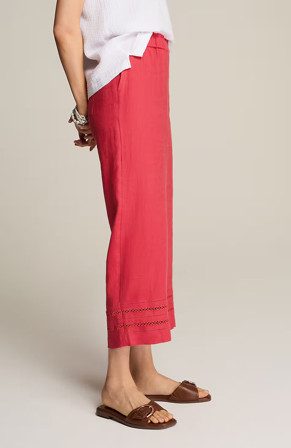 Linen-Trimmed Wide-Leg Crops