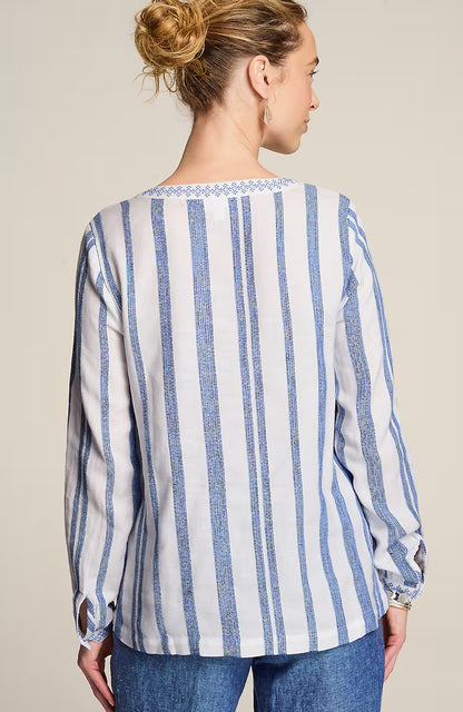 Pure Jill Embroidered Striped Top