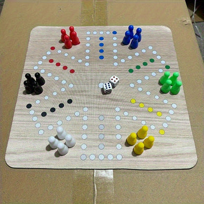 Jeu d'Échecs Volants pour 6 Joueurs - Grand Tapis de Souris de 9.45 pouces avec Plateau en Caoutchouc Coloré, 24 Pièces aux 6 Couleurs Vives, 2 Dés, Idéal pour les Réunions Familiales et Divertissement Festif