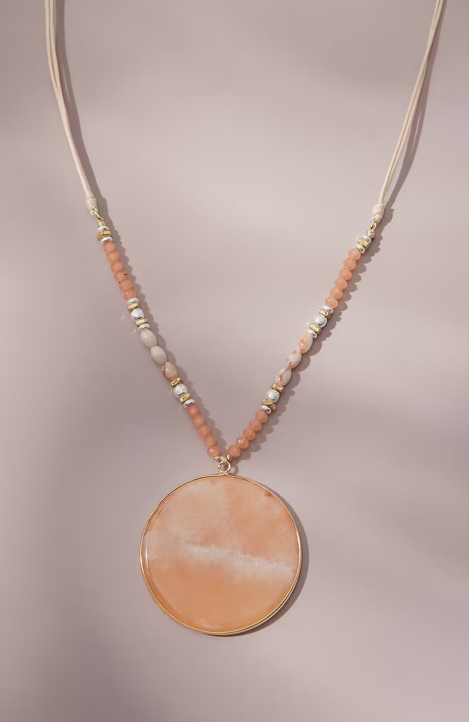 Peach Agate Pendant Necklace