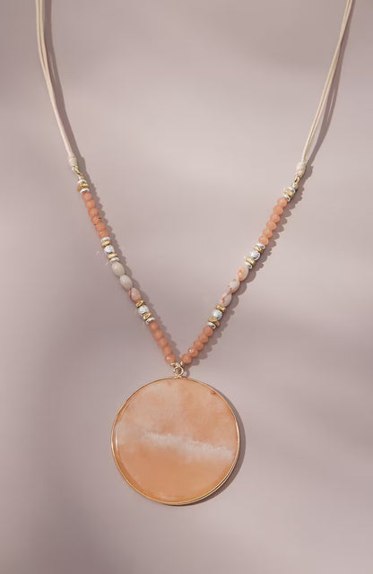 Peach Agate Pendant Necklace