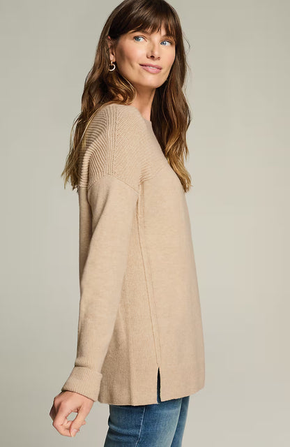 Ribbed-Detail Pullover Sweater