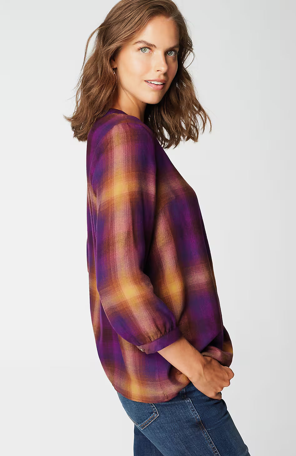 Soft-Brushed Plaid Popover