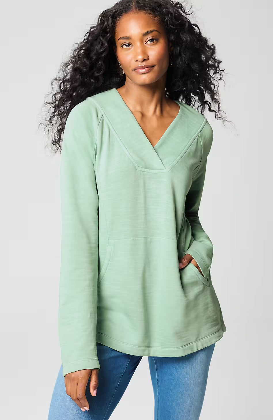 Pure Jill Tea-Dyed Front-Pocket Top