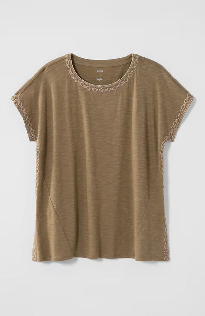 Pure Jill Embroidered Boat-Neck Top