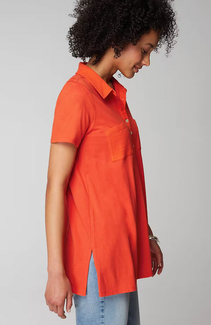 Cotton-Gauze Mixed-Media Tunic