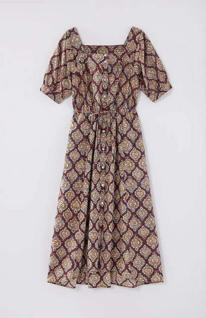 Pure Jill Block-Printed Square-Neck Dress