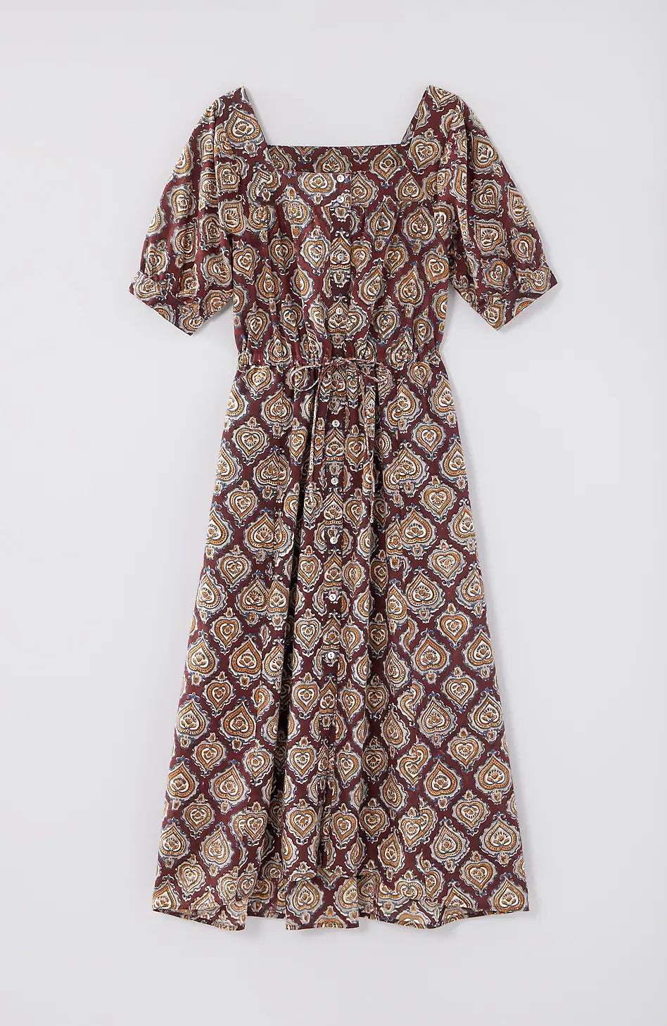 Pure Jill Block-Printed Square-Neck Dress