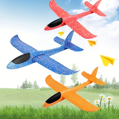 2 Avions en Mousse Géants pour Plage, Jouet de Lancer Tournoyant, Jouet Extérieur, Bleu
