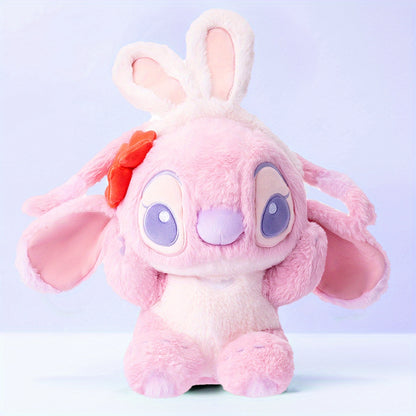 MINISO Stitch & Angel Sakura Peluches – Mignons oreillers de couple de dessins animés en 3D, parfaits pour la décoration de la chambre des enfants, la Saint-Valentin, Noël, Halloween, Pâques et les cadeaux d'anniversaire