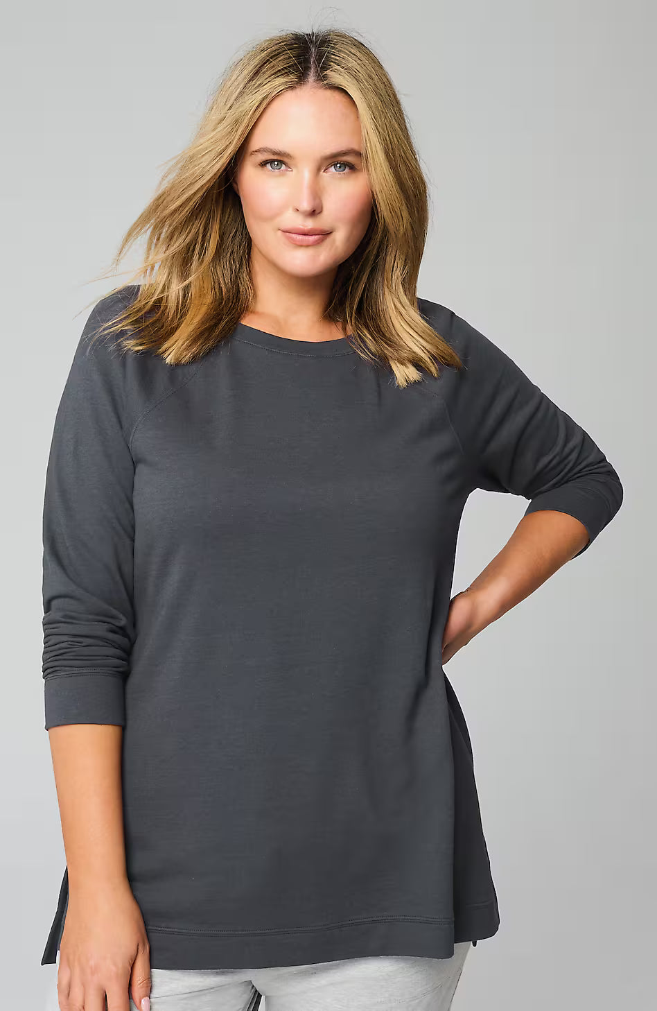 Fit French Terry Stepped-Hem Tunic