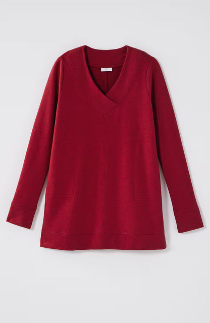 Fit Tweeded French Terry Side-Slit Tunic