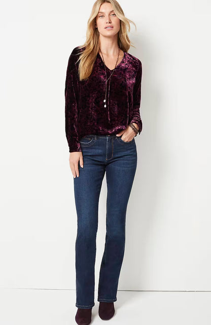 Velvet Paisley-Printed Top