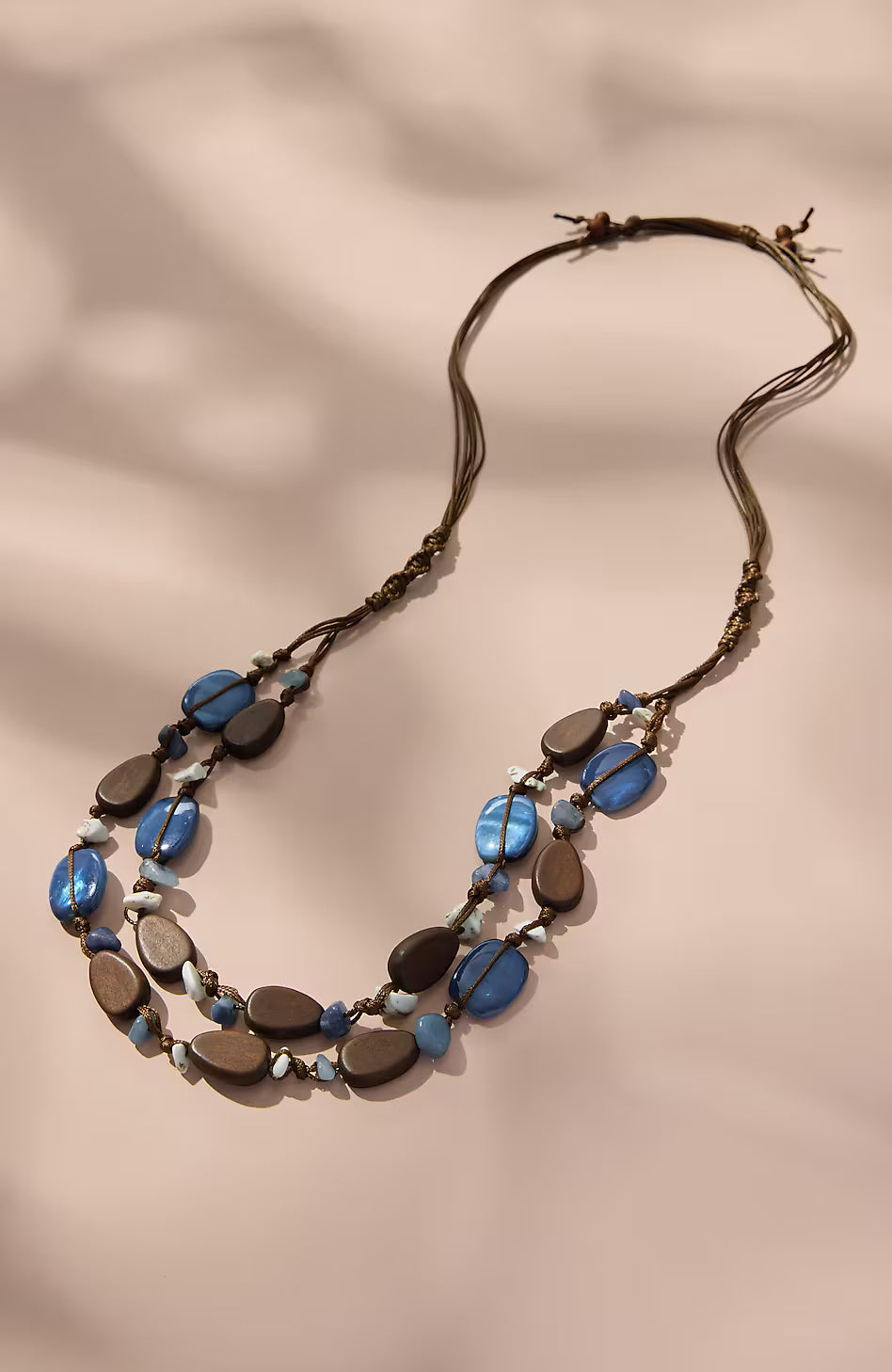 Layered Wood & Beads Necklace