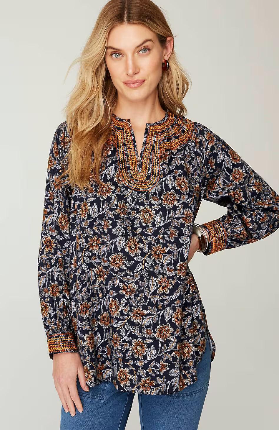 Pure Jill Twill Embroidered Tunic